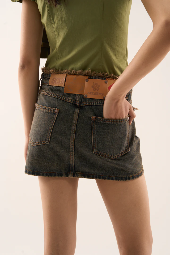 Label Brown Denim Skirt