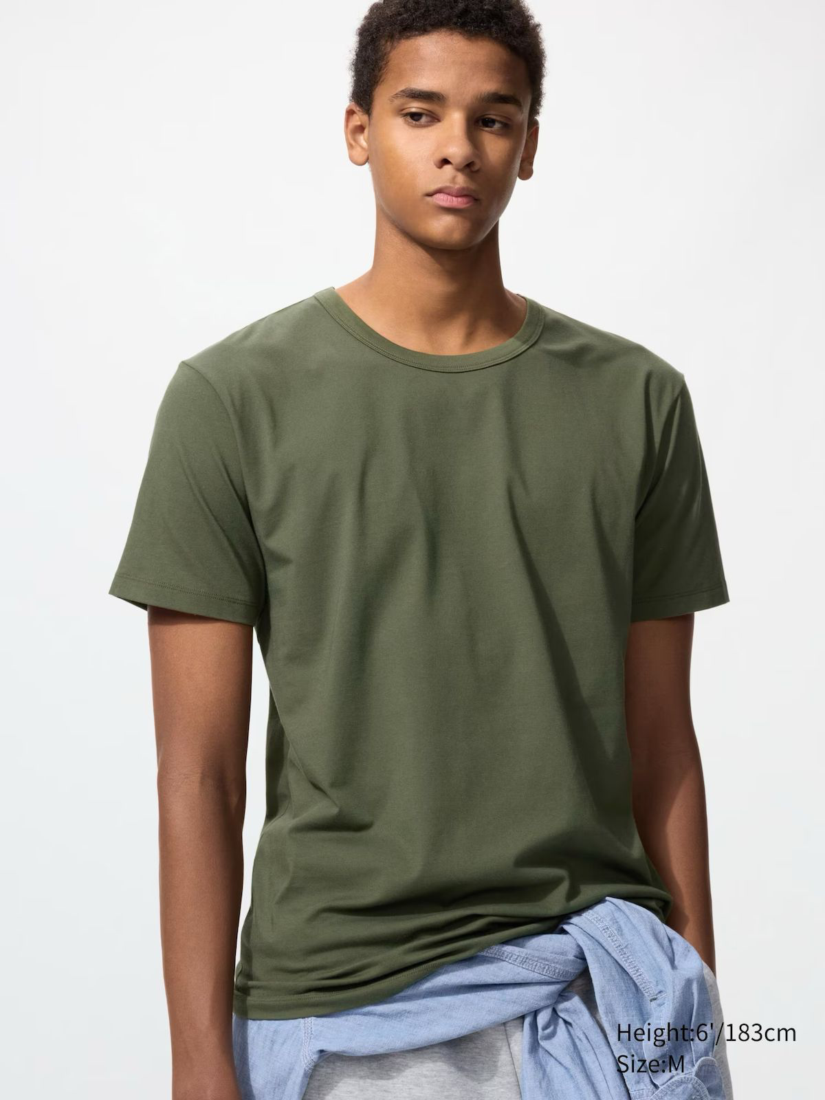 AIRism Cotton Crew Neck T-Shirt Olive Green