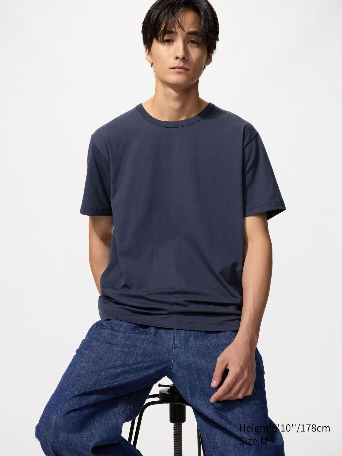 AIRism Cotton Crew Neck T-Shirt Navy Blue