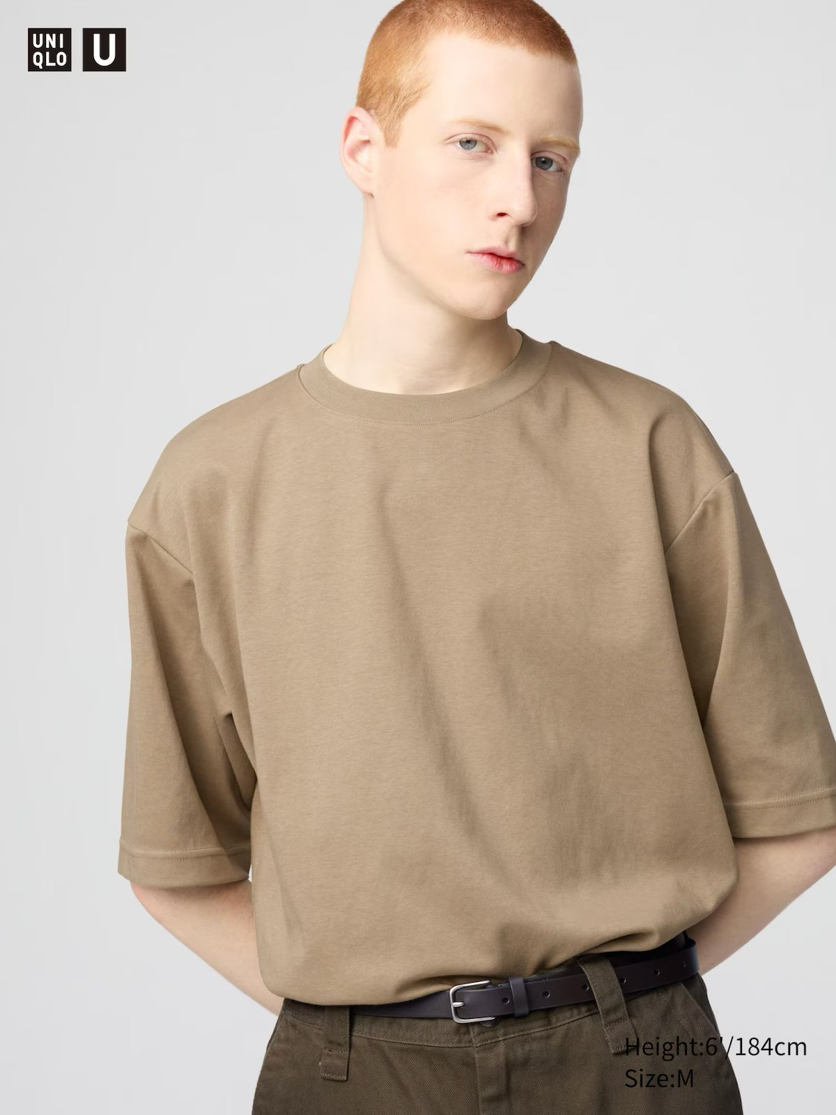AIRism Cotton Oversized Crew Neck T-Shirt Warm Beige