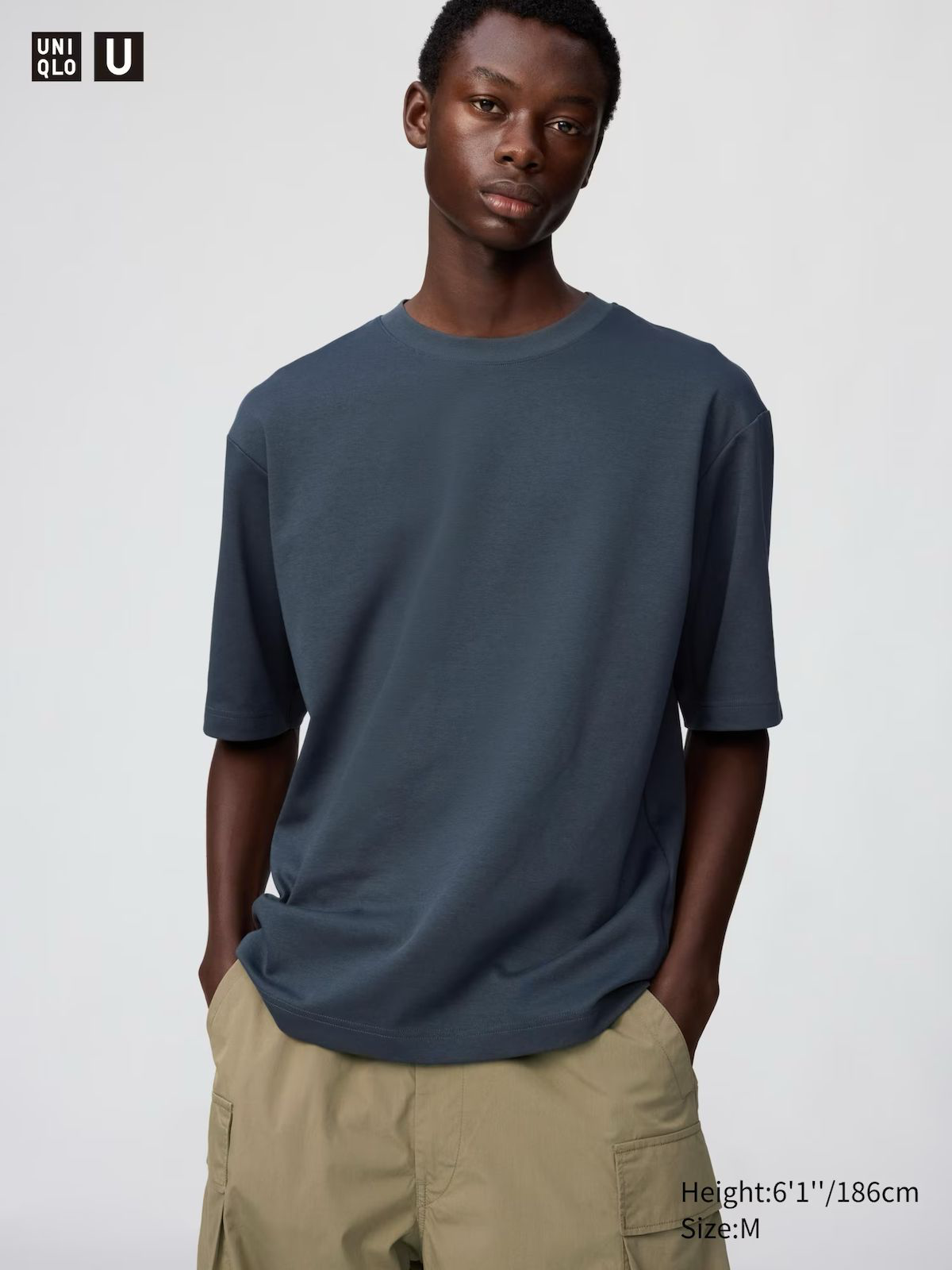 AIRism Cotton Oversized Crew Neck T-Shirt Dark Blue-Gray