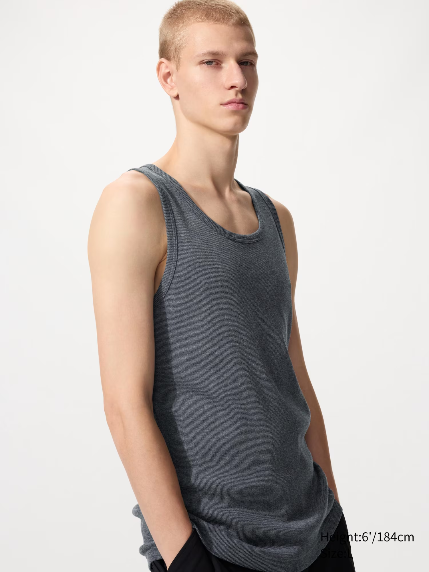 DRY Ribbed Vest Top Dark Grey
