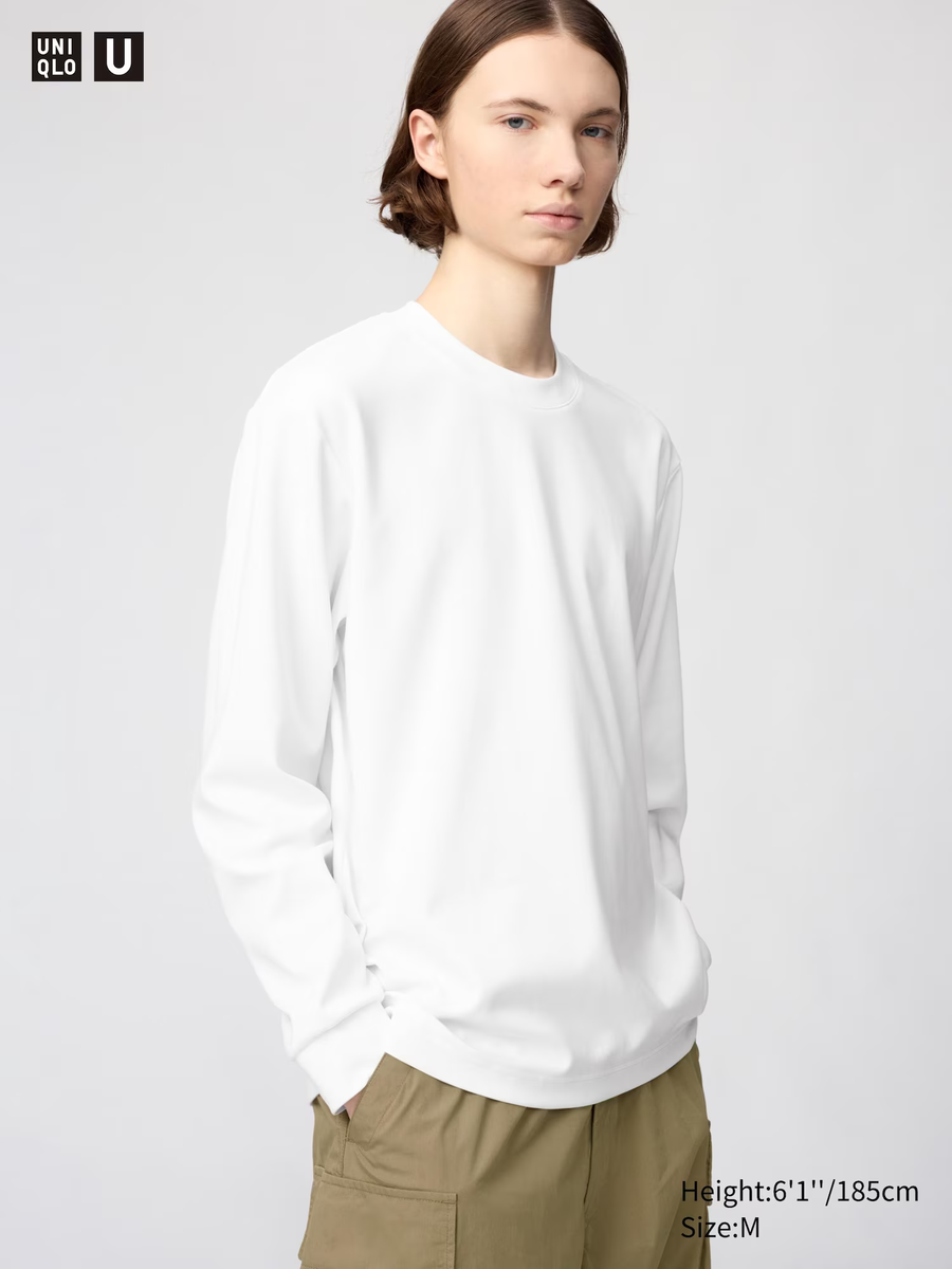 AIRism Cotton Striped T-Shirt (Long Sleeve) White