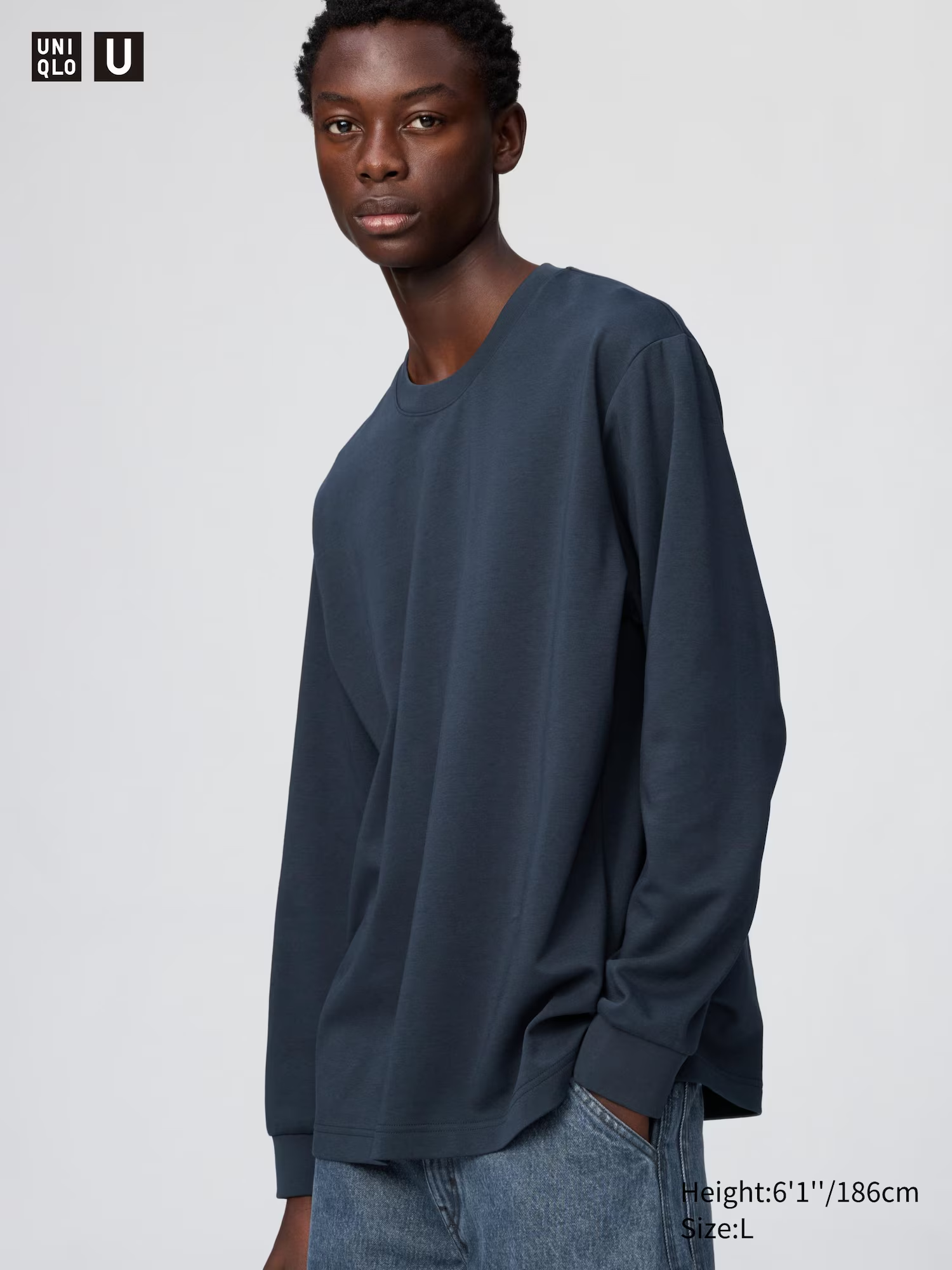 AIRism Cotton Striped T-Shirt (Long Sleeve) Blue