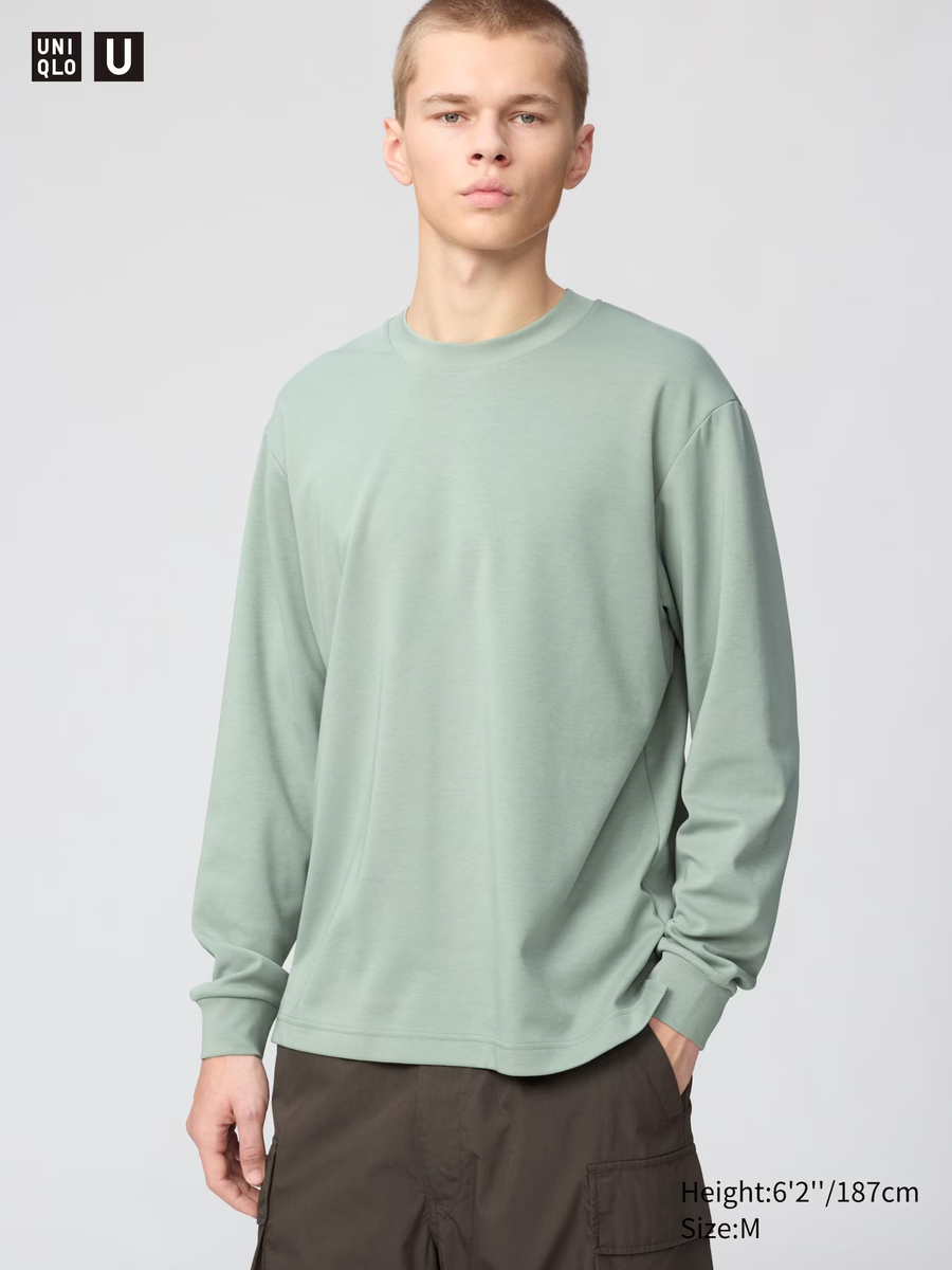 AIRism Cotton Striped T-Shirt (Long Sleeve) Green