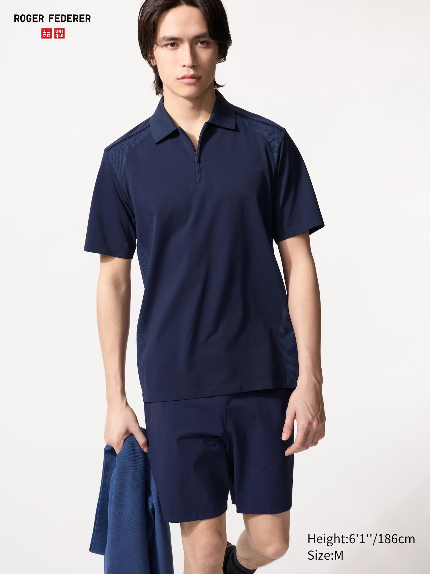 DRY-EX Half-Zip Polo Shirt Navy Blue