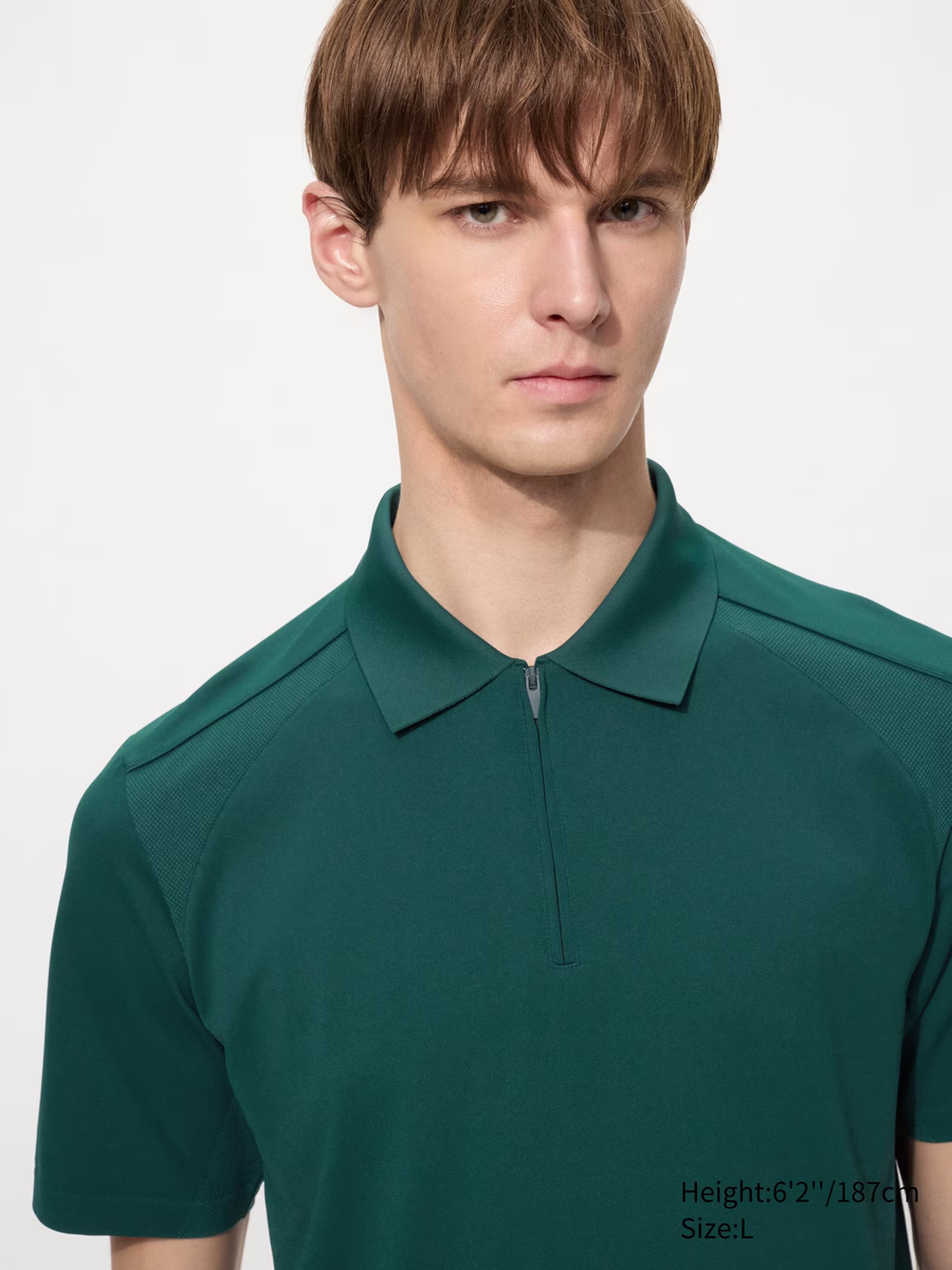 DRY-EX Half-Zip Polo Shirt Green