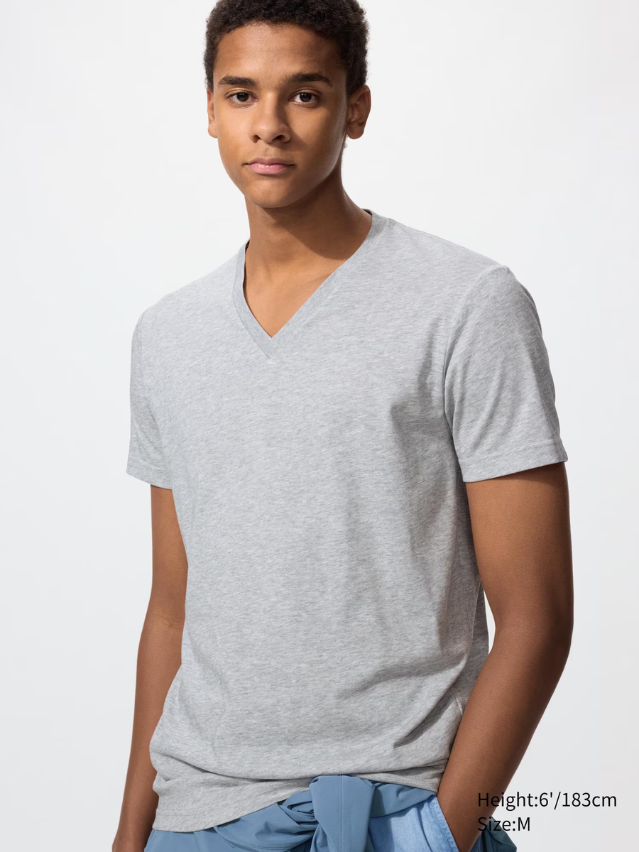 DRY V Neck T-Shirt Grey