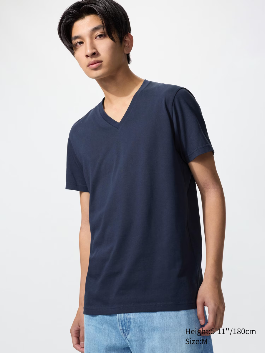 DRY V Neck T-Shirt Navy Blue