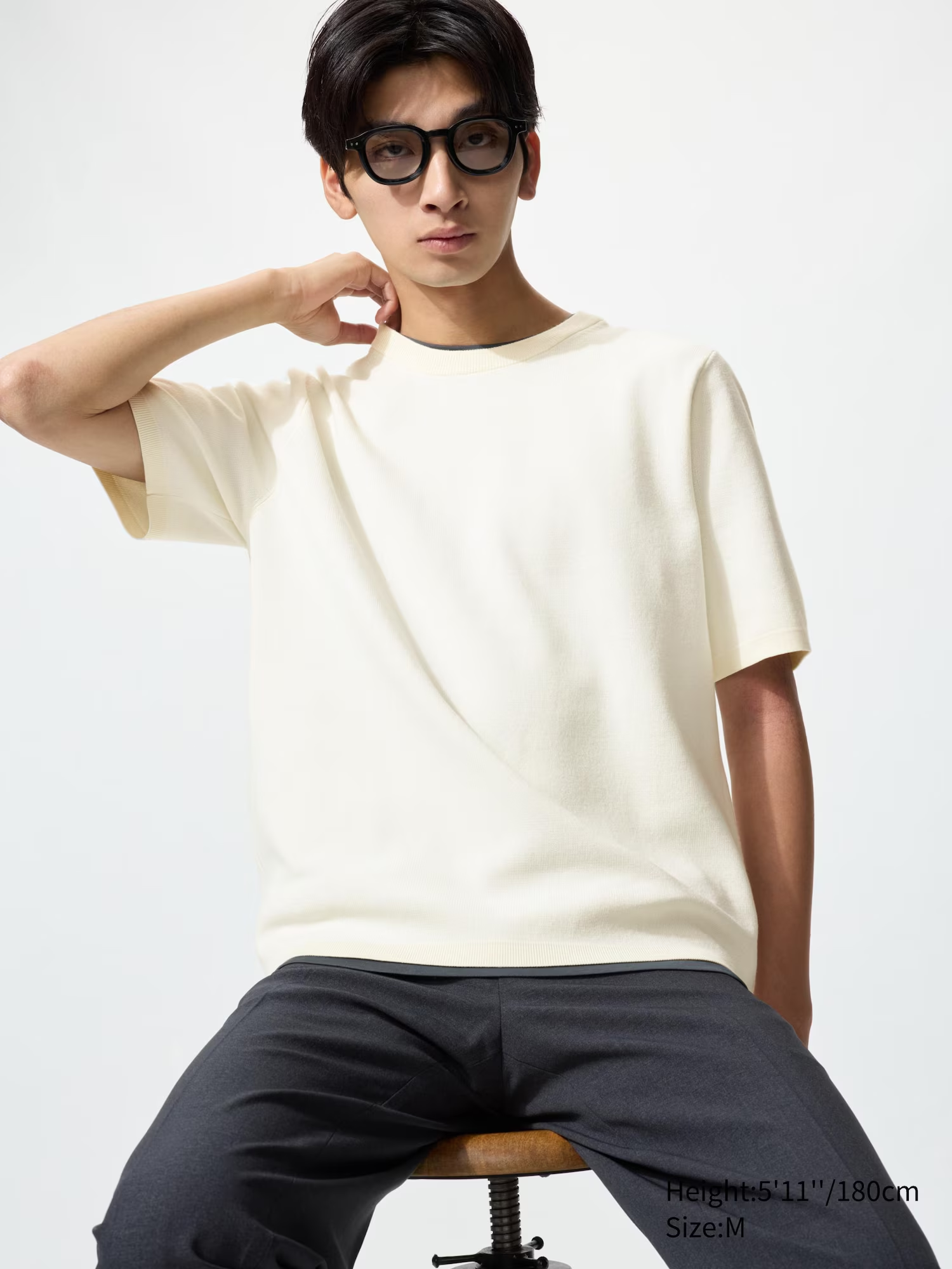 Washable Milano Ribbed Knitted T-Shirt Off White