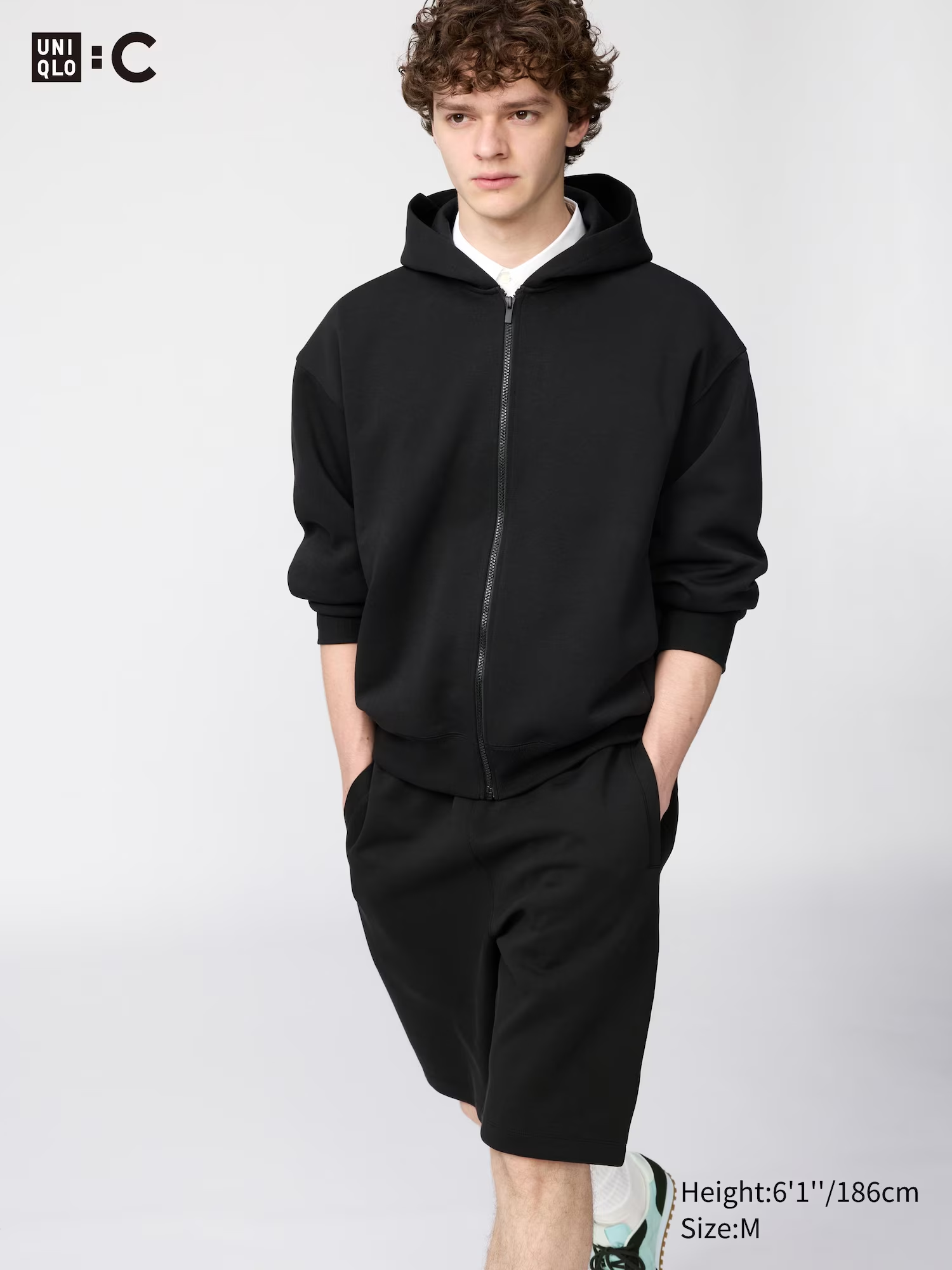 Oversized Sweat Full-Zip Hoodie Black