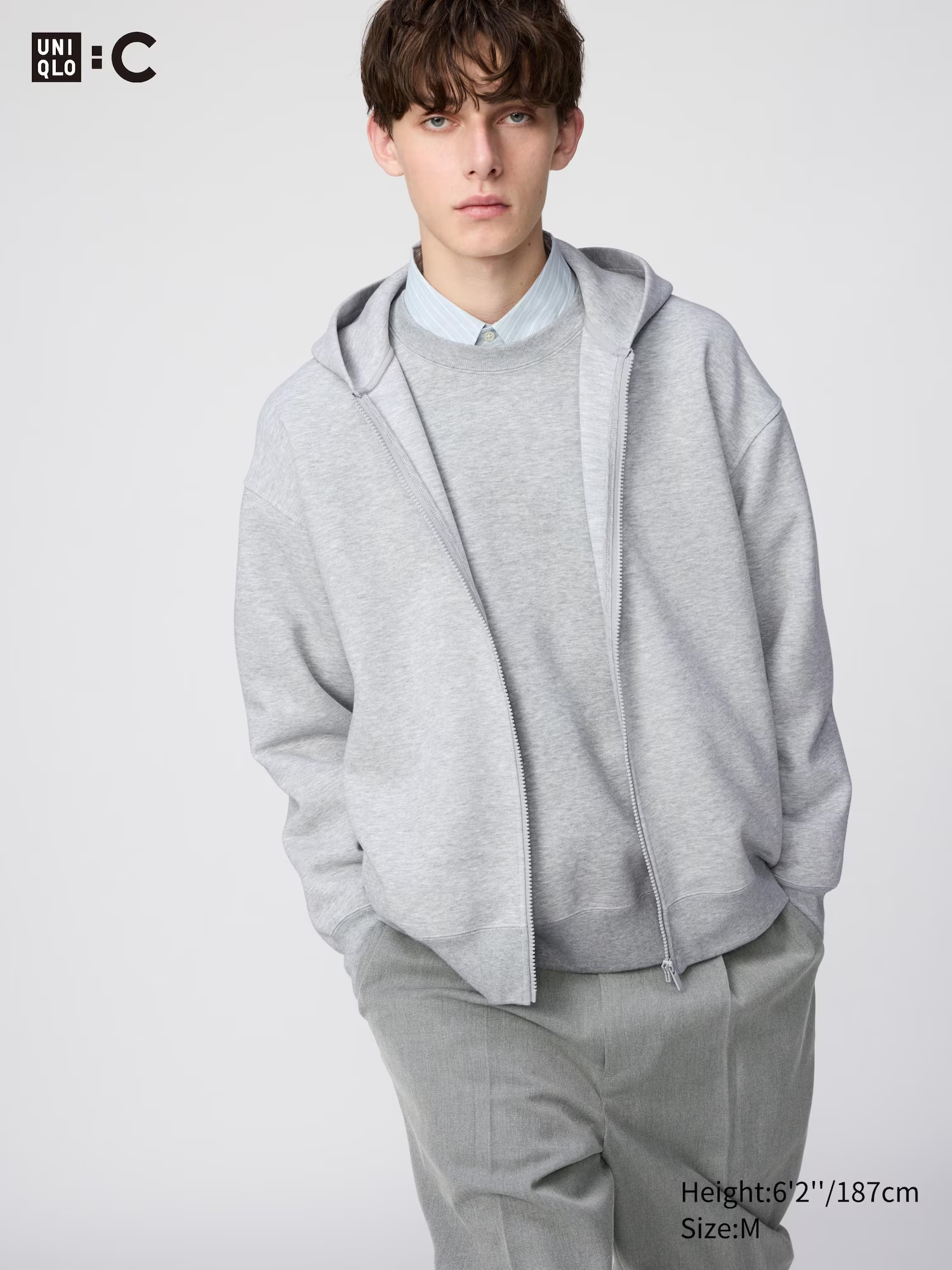 Oversized Sweat Full-Zip Hoodie Grey
