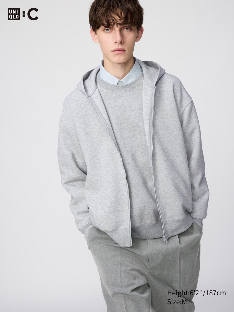Oversized Sweat Full-Zip Hoodie Grey