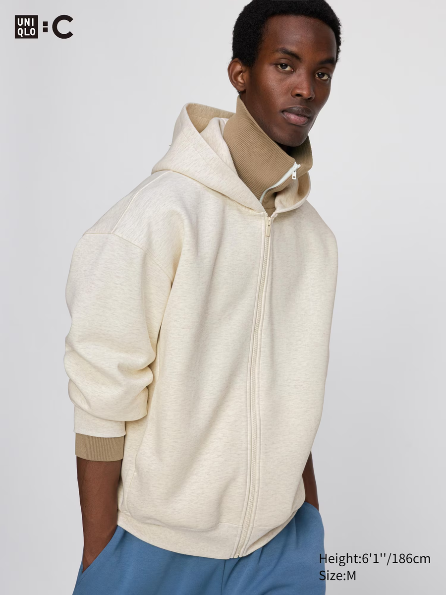 Oversized Sweat Full-Zip Hoodie Natural