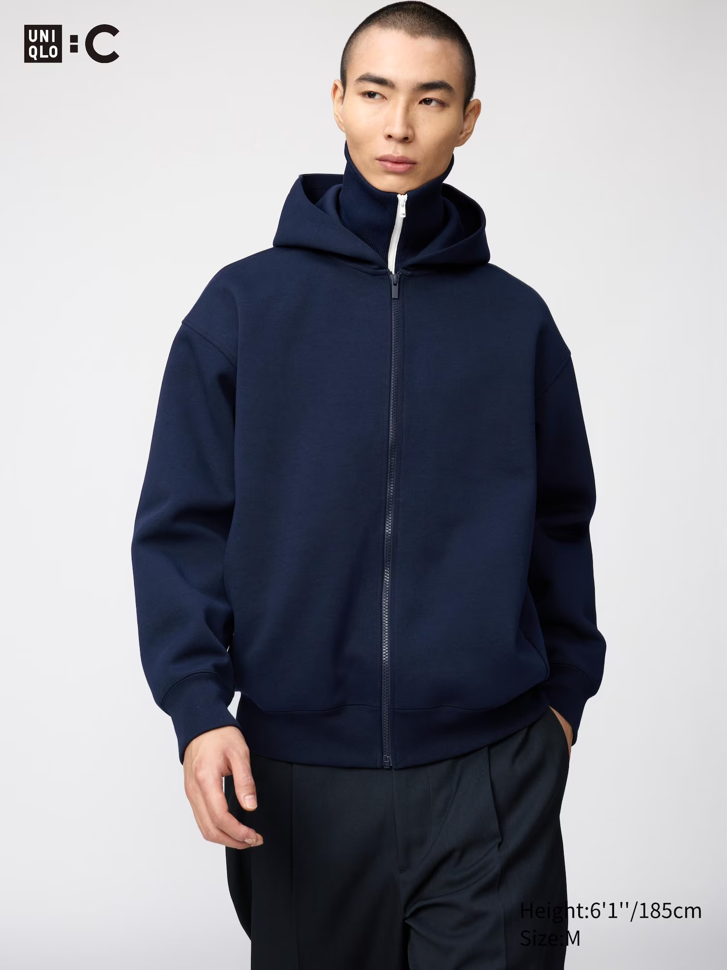 Oversized Sweat Full-Zip Hoodie Navy