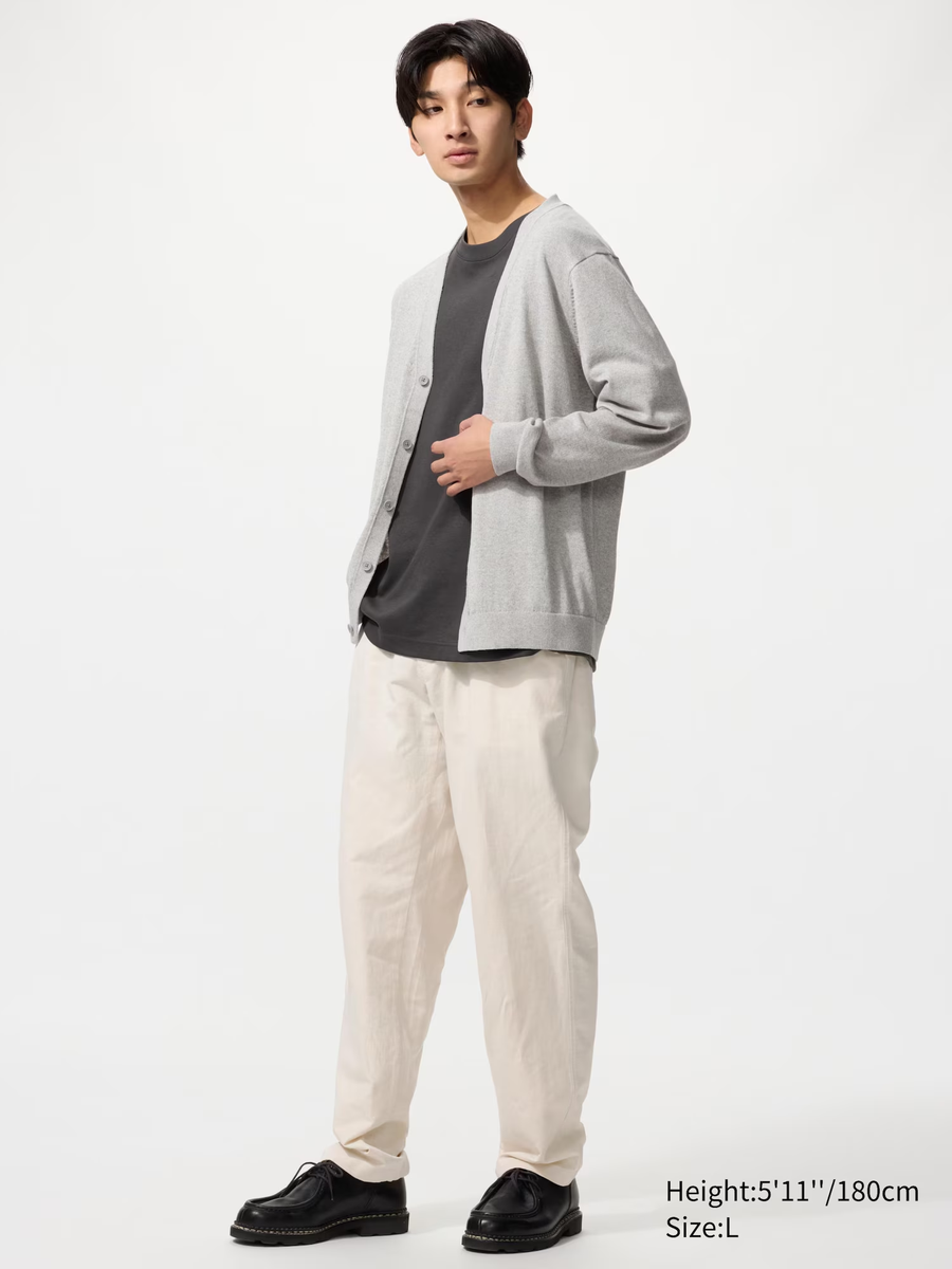Linen Blend Relaxed Trousers Natural