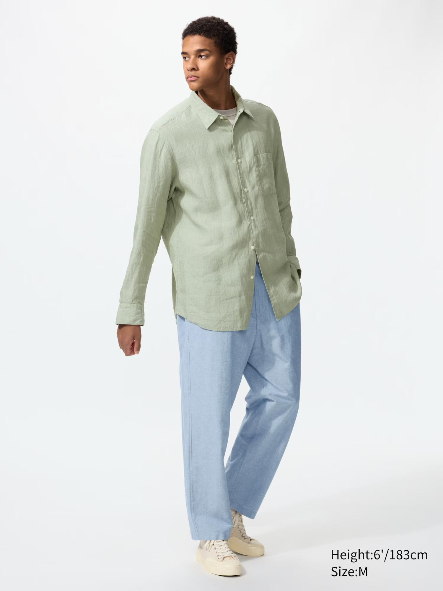 Linen Blend Easy Trousers Blue