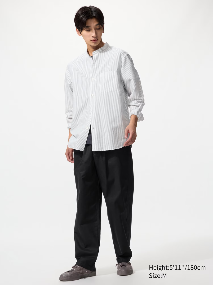Linen Blend Easy Trousers Black
