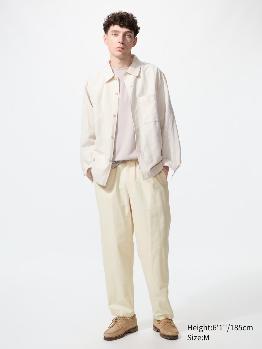Linen Blend Easy Trousers Natural