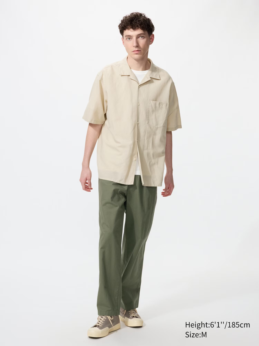 Linen Blend Easy Trousers Olive