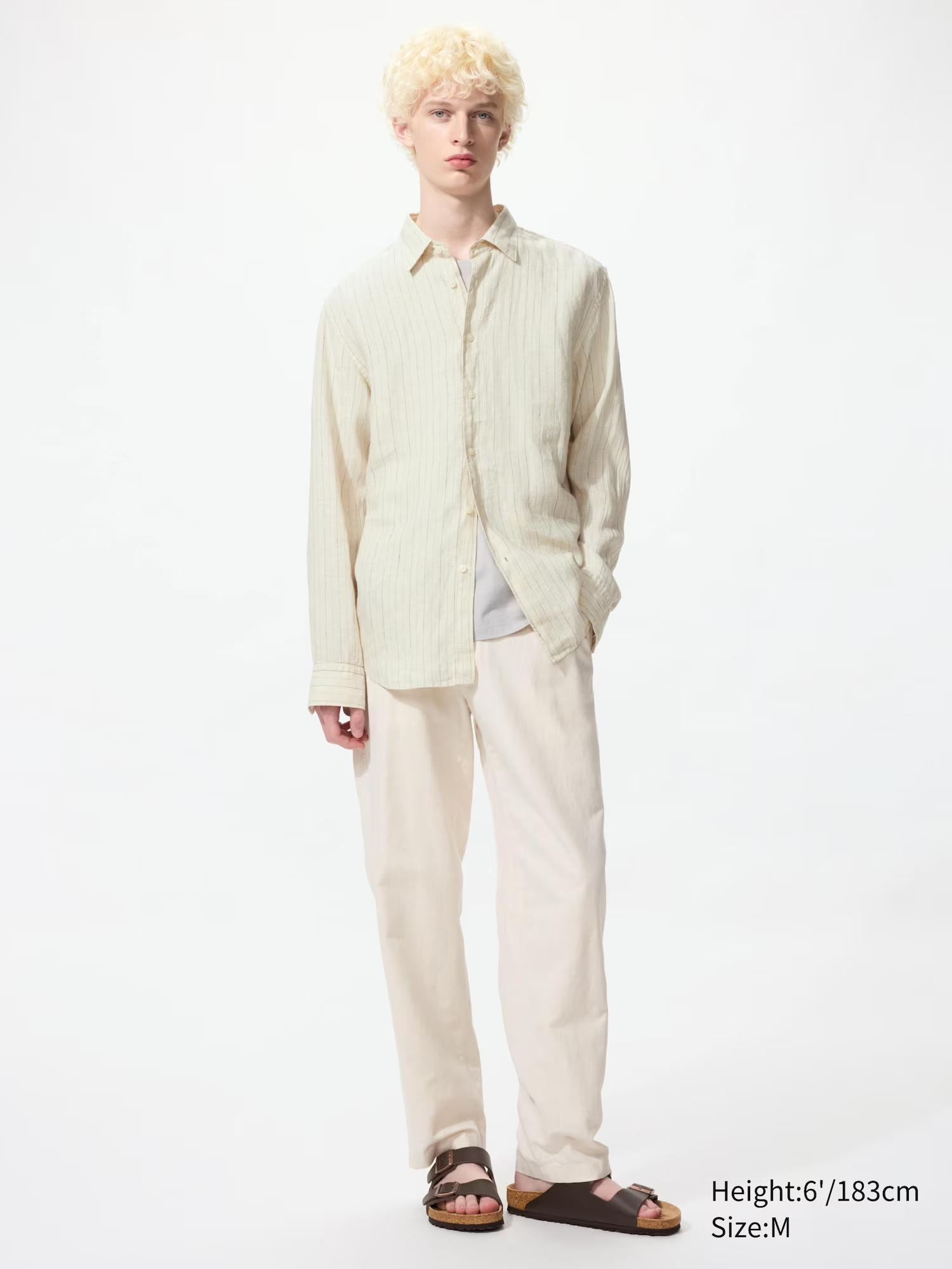 100% Premium Linen Shirt (Striped) Natural