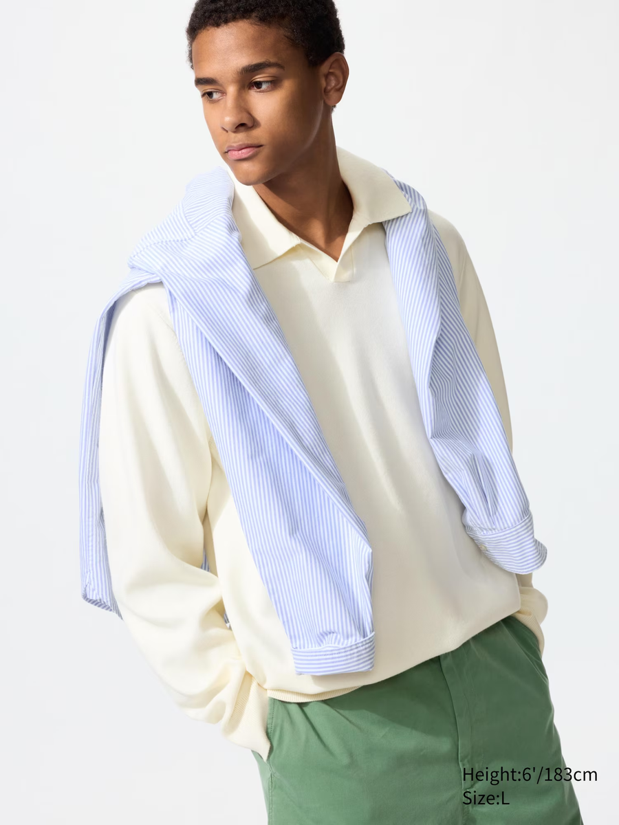 Washable Milano Ribbed Skipper Polo Jumper Off White