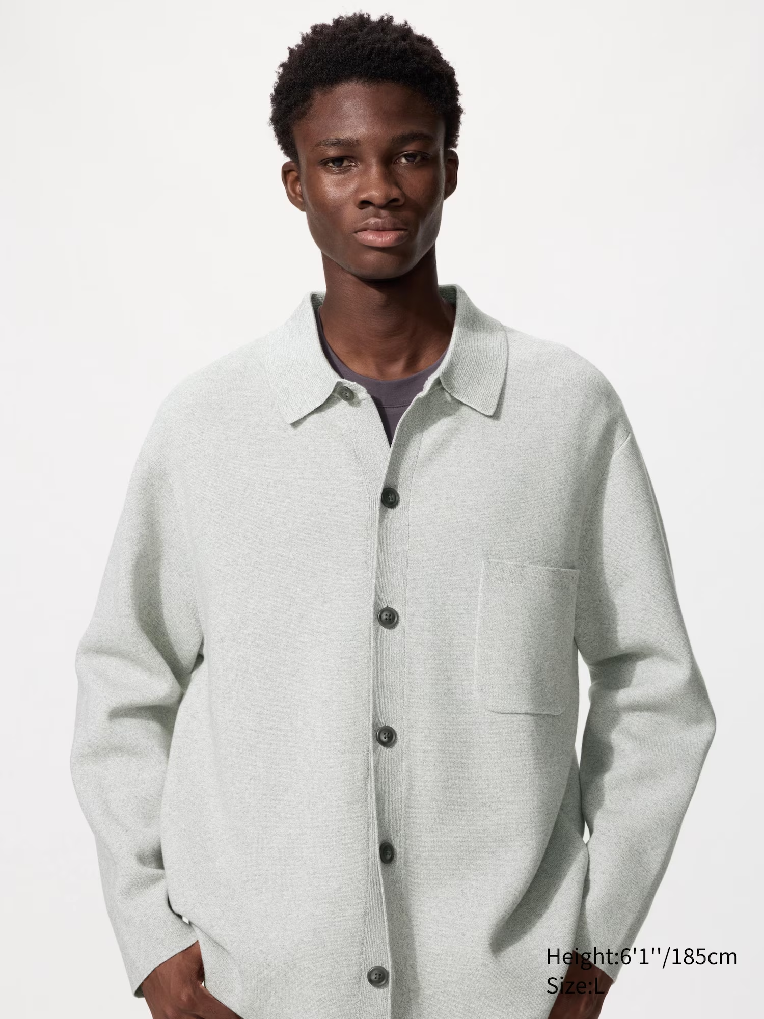 Milano Ribbed Shirt Collar Cardigan Light Grey