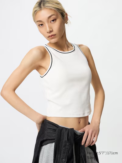 Ribbed Cropped Sleeveless Bra Top (Line)